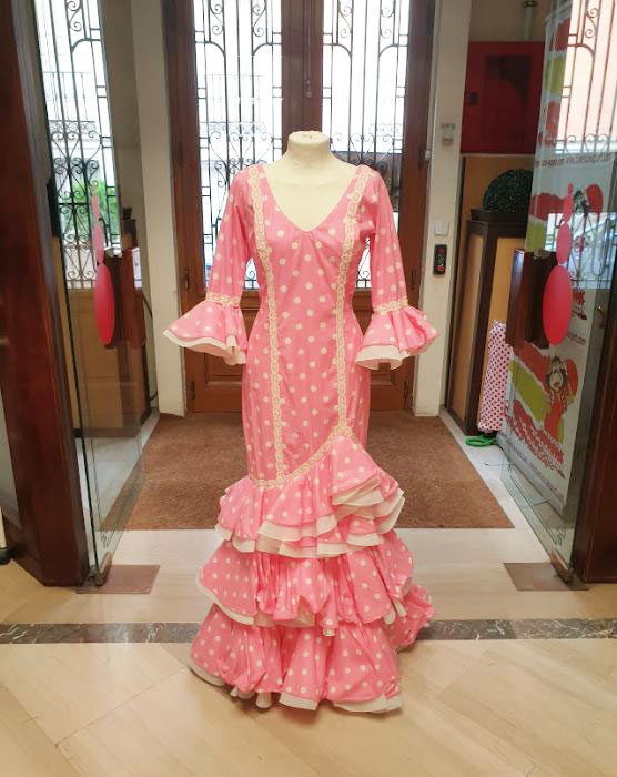 T 34. Robes de flamenco bon marchés en promotion. Mod. Roce Rosa. Taille 34